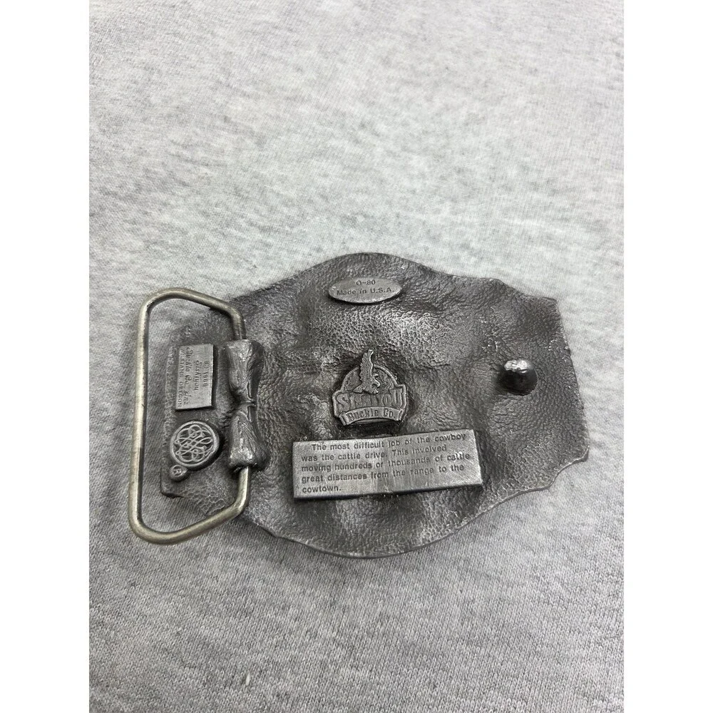 1988 Siskiyou Heavy Pewter Longhorn Steer Rodeo Belt Buckle USA